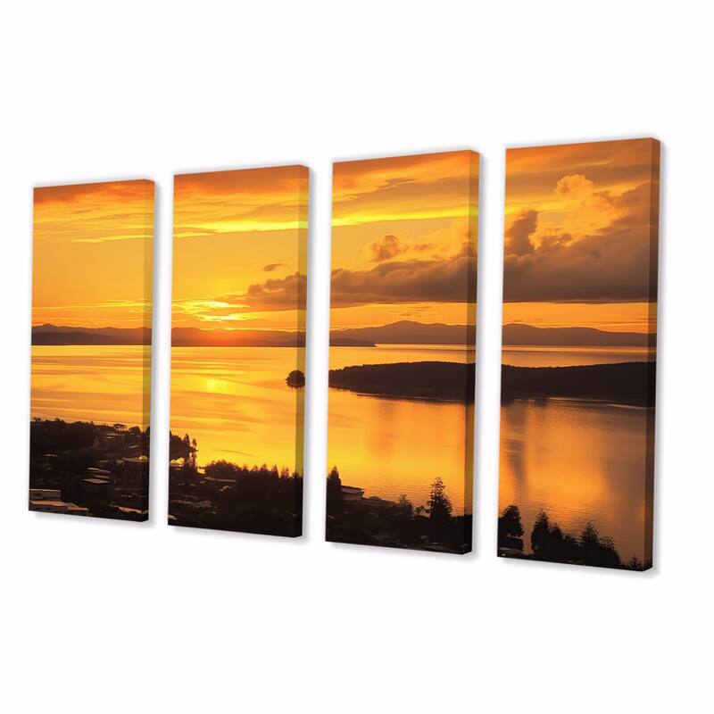 Designart "Golden Sunrise Over Lake Taupo In New Zealand" Lake